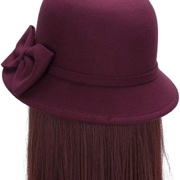 Women Bucket Style Hat‎ Church Cloche Flapper Hat w Large Bow Fashion Statement